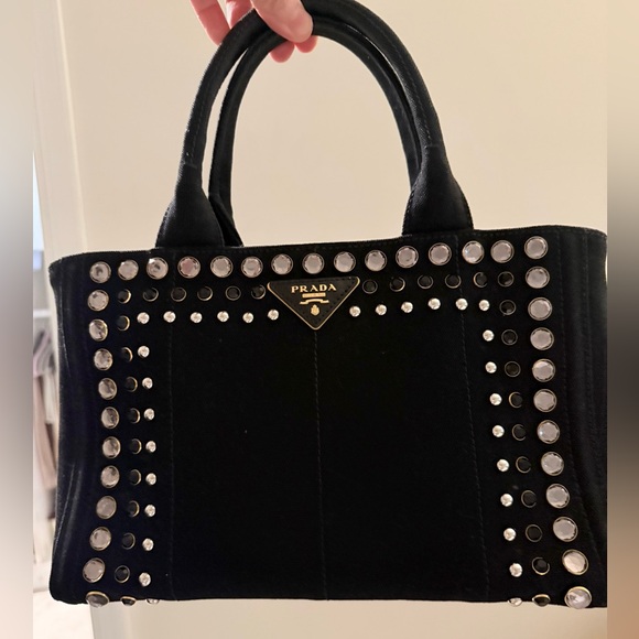 Prada Handbags - Prada Black Tote with Silver Studs